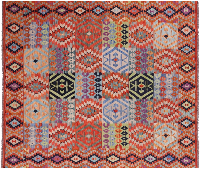 Flat Weave Kilim Reversible Wool On Wool Rug