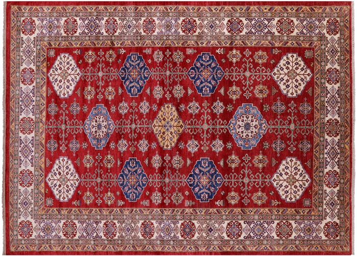 Handmade Geometric Super Kazak Wool Rug