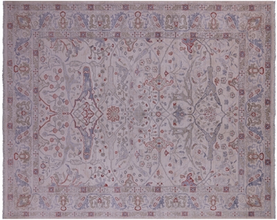 Ivory 8' 2" X 9' 11" Persian Fine Serapi Handmade Wool Rug - Q9543
