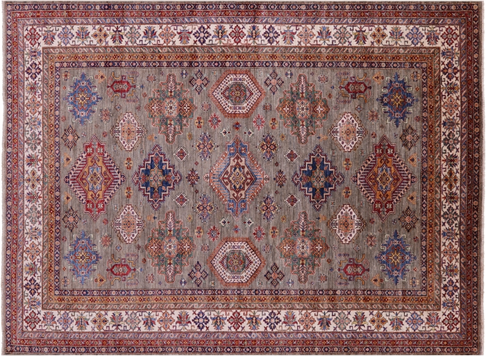 Handmade Geometric Super Kazak Wool Rug