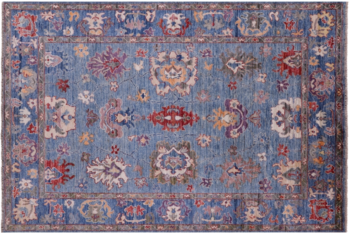 Hand-Knotted Turkish Oushak Wool Rug