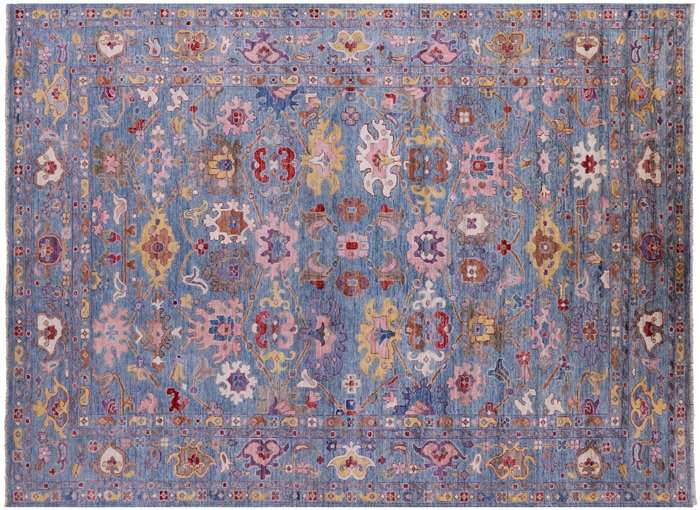 Hand-Knotted Turkish Oushak Wool Rug