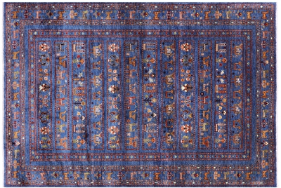 Blue Tribal Persian Gabbeh Handmade Wool Rug 5' 7" X 8' 4" - Q9974