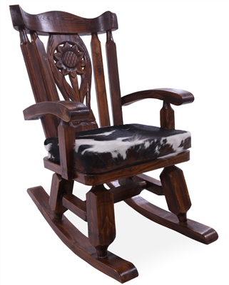 Rocking Chair Handcarved Back Sunflower