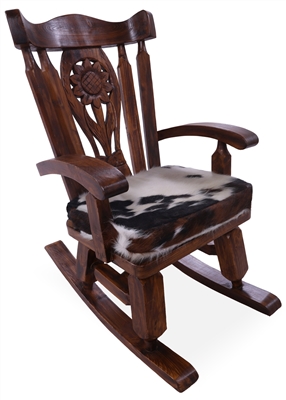 Rocking Chair Handcarved Back Sunflower