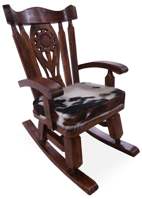 Rocking Chair Handcarved Back Sunflower