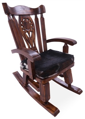 Rocking Chair Handcarved Back Sunflower