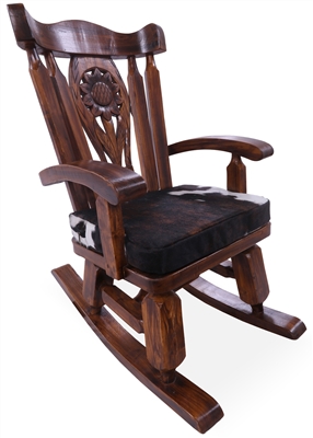 Rocking Chair Handcarved Back Sunflower