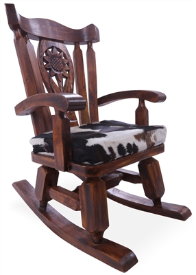 Rocking Chair Handcarved Back Sunflower