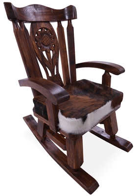 Rocking Chair Handcarved Back Sunflower