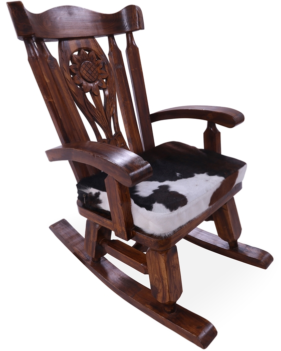 Rocking Chair Handcarved Back Sunflower