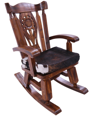 Rocking Chair Handcarved Back Sunflower