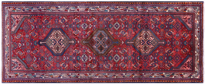 Hand-Knotted Persian Hamadan Wool Runner Rug