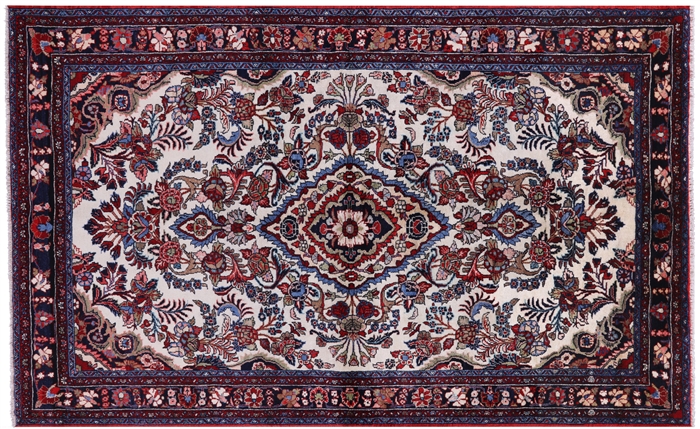 6' 0" X 9' 7" Persian Sarouk Hand-Knotted Wool Rug