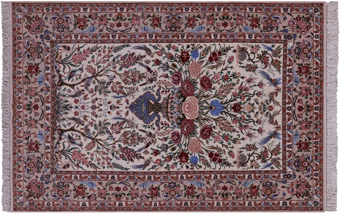 Signed Isfahan Wool & Silk Persian Rug