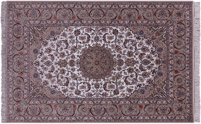 Hand Knotted Signed Isfahan Persian Silk Rug