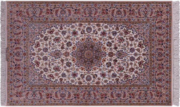 Wool & Silk Signed Isfahan Persian Rug