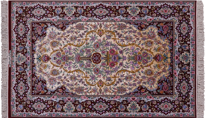 Signed Persian Fine Isfahan Silk Area Rug