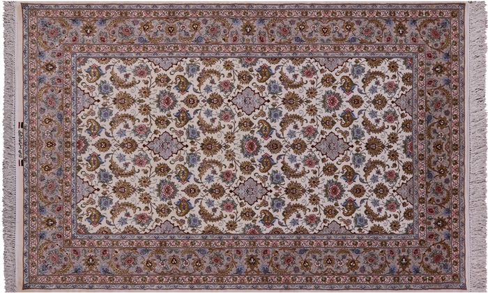 Signed Persian Isfahan Hand Knotted Wool & Silk Rug