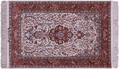 Signed Hand Knotted Persian Isfahan Wool & Silk Area Rug