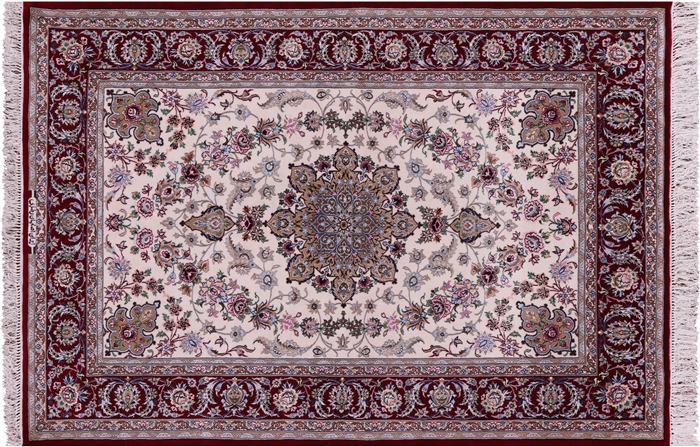 Persian Isfahan Signed Wool & Silk Area Rug