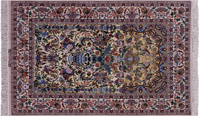 Super Fine Silk Signed Persian Isfahan Area Rug