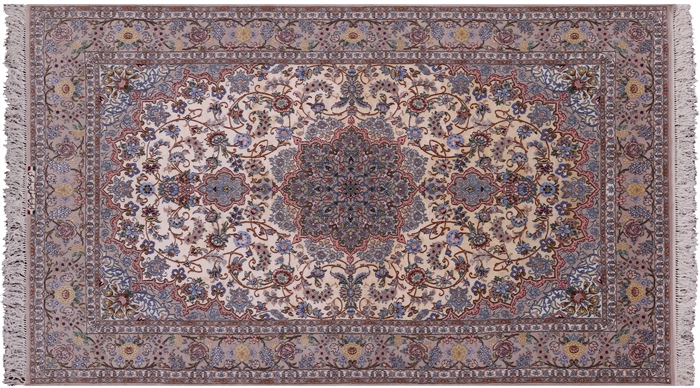 Super Fine Wool & Silk Signed Persian Isfahan Area Rug