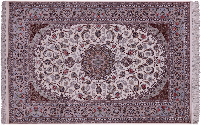 Wool & Silk Signed Isfahan Persian Rug
