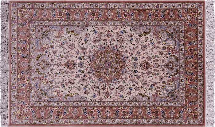 Signed Persian Isfahan Wool & Silk Area Rug