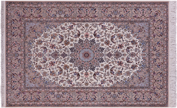 Persian Isfahan Signed Handmade Wool & Silk Rug