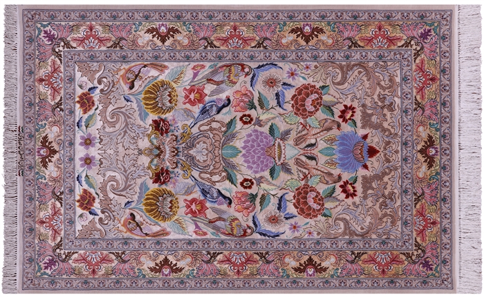 Wool & Silk Persian Isfahan Signed Handmade Rug