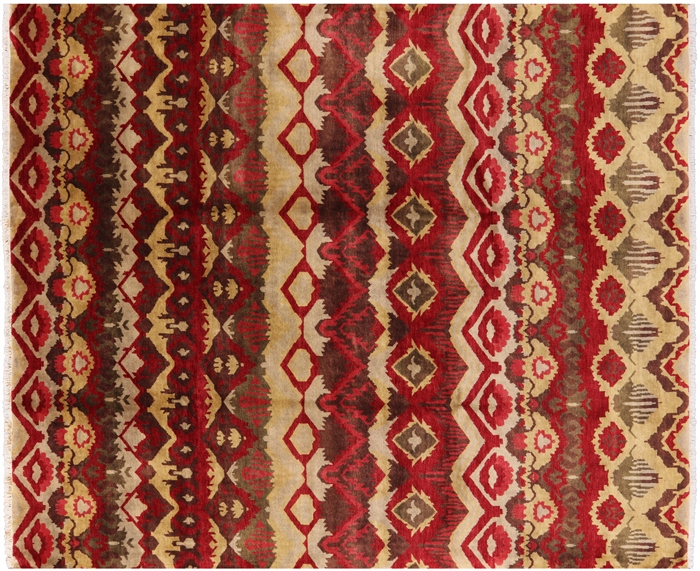 Ikat Hand Knotted Wool Rug