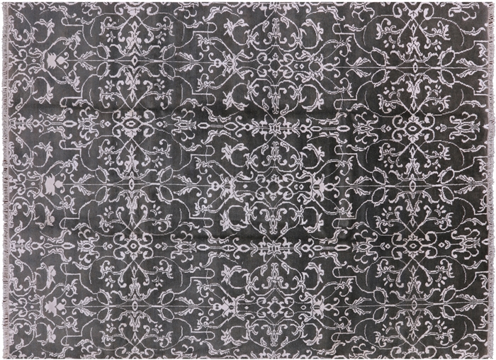 Modern Hand Knotted Wool & Silk Rug