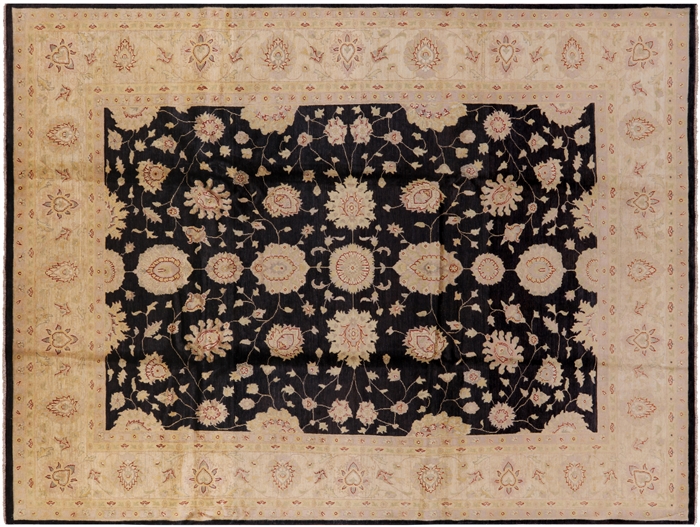 Hand Knotted Black Peshawar Rug