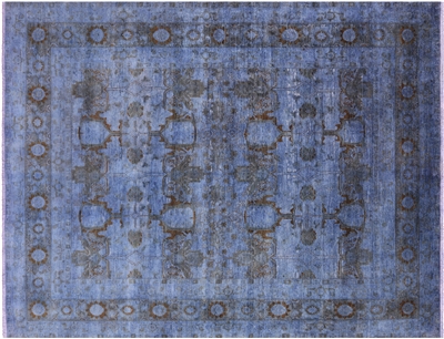 Overdyed Full Pile Hand-Knotted Wool Rug