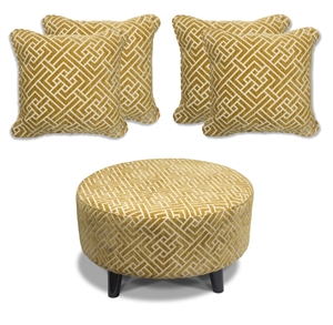 Flair - Footstool & 4 Cushion Set - Ochre