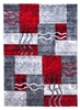 Red Grey Modern Square Geometric Rug - Primo
