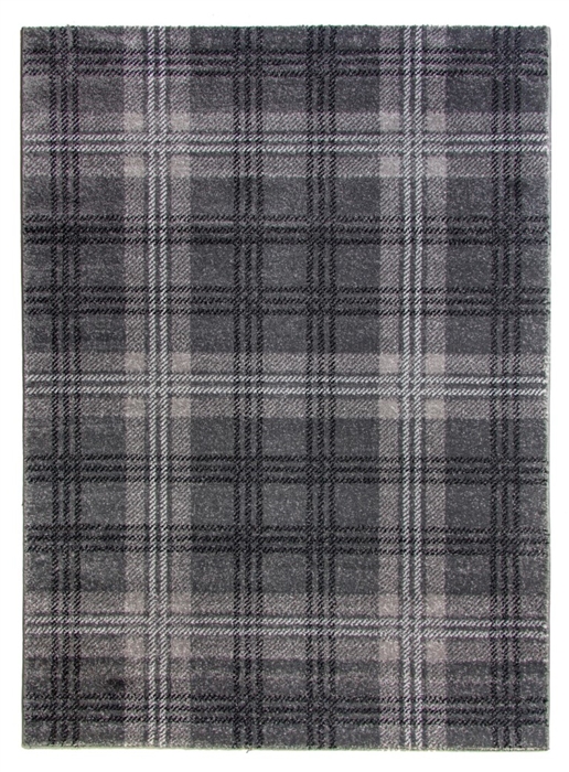 Glendale Tartan Modern Rug Gray Black
