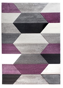 Impulse Hexa Geometric Rug - Grey/Purple