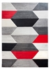 Impulse Hexa Geometric Rug - Grey/Red