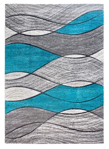 Teal Grey Waves Rug - Impulse