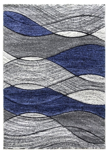 Navy Blue Grey Waves Rug - Impulse