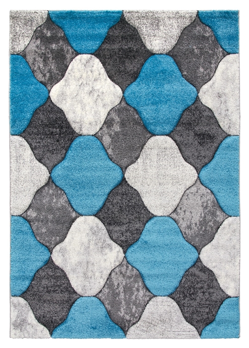 Grey Teal Coblo Rug - Impulse