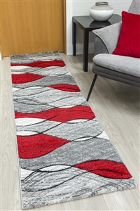 Impulse Waves Runner Rug - Grey / Red