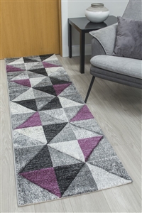 Impulse Triad Runner Rug - Grey/Black/Purple