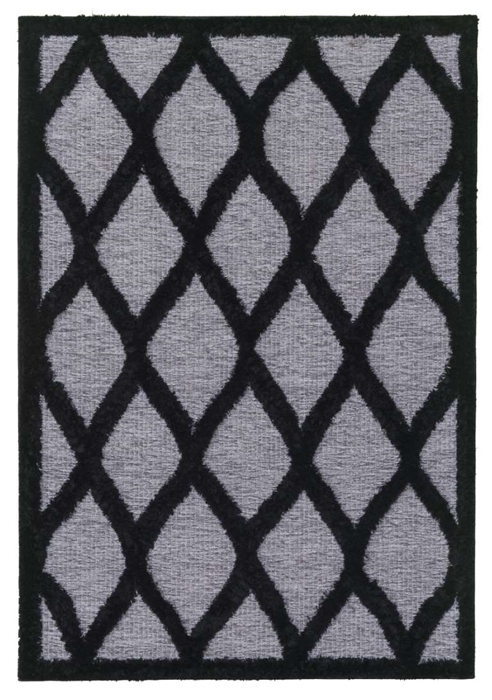 finesse tear drop high-low shaggy grey black rug