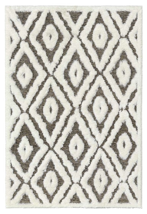 finesse diamond high-low shaggy cream brown rug