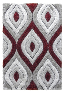 luxus-teardrop-shaggy-rug-grey-red