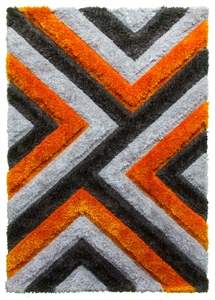 luxus-cascade-shaggy-rug-grey-orange
