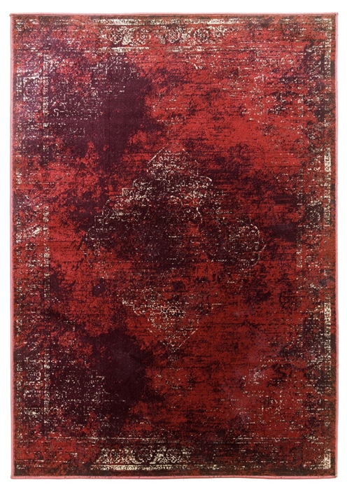 Burgundy Red Distressed Rug - Vintage Classic